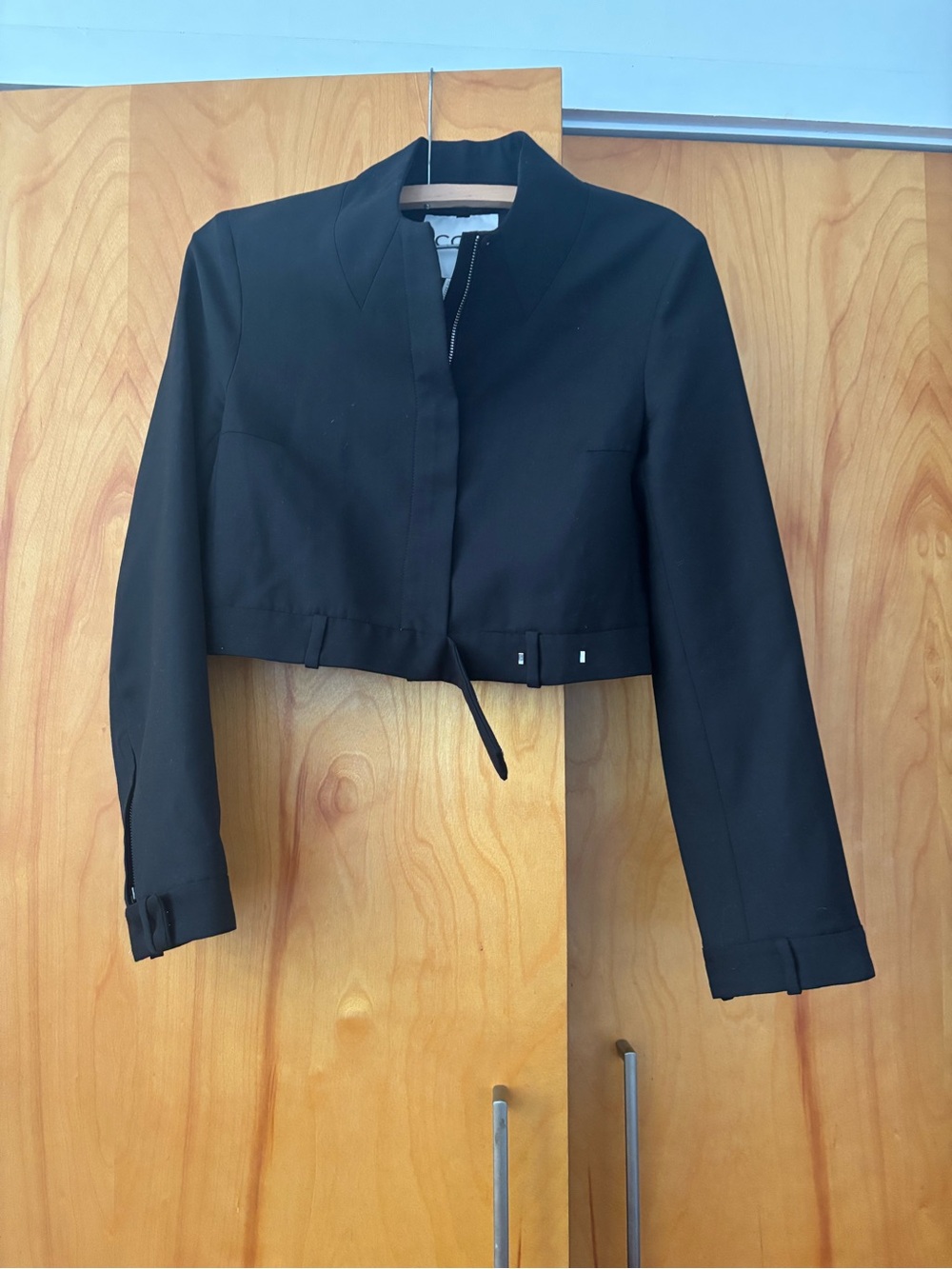 COS Black Wool Cropped Blazer Jacket with Menswear Detailing